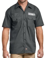 NEW MENS PRINTED SECURITY GUARD UNIFORM HEAVY THICK BUTTONS WORK DICKIES SHIRTS