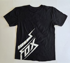 Fox Logo T-shirt Lightening 100% Cotton Size Large Long Length Black and White