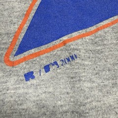 Vtg 2000 Russell Athletic MLB NY Mets Mens Shirt 2XL Gray Spellout Logo Sports