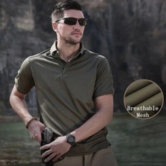 Mens Tactical Polo Shirt Short Sleeve Quick Dry Combat Short Sleeve Work Shirt