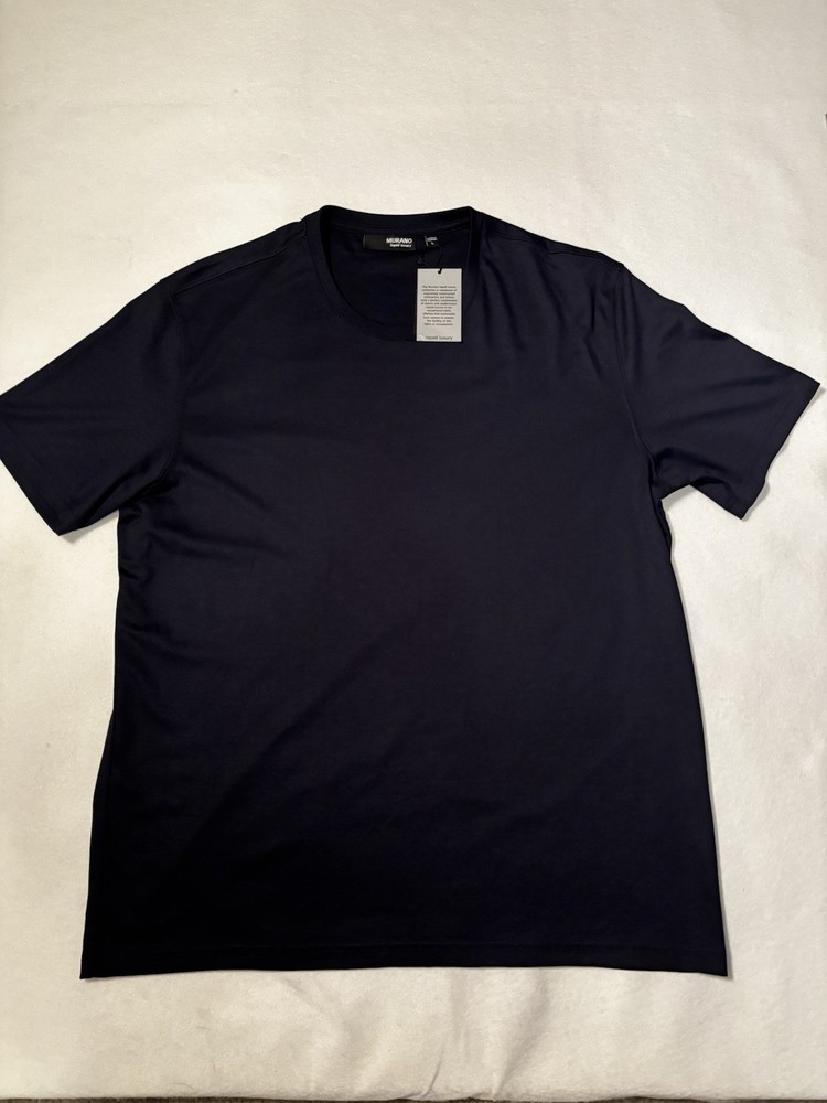 Murano Liquid Luxury Men’s Solid Navy Crew Neck Short Sleeve T-Shirt Size L
