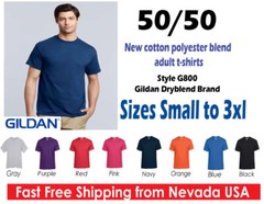 Gildan T-shirts DryBlend G800 Blank Men’s T-Shirt USA 50/50 Poly Cotton