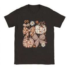 Floral Pumpkin T-Shirt, Fall Coquette Bow Shirt, Pumpkin Season Shirt Halloween