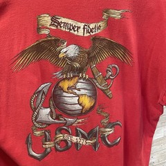 Marines USMC Mens 3XL T-Shirt Red 100% Heavy Cotton Fruit Of The Loom Graphic