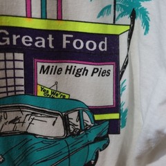 Gildan Vintage Mel’s Diner White T-shirt Back Graphic Old Classic Cars LG