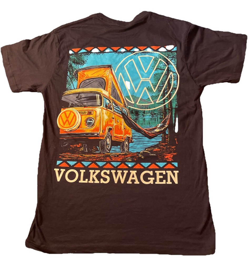 Volkswagen VW Bus Van Camper Size S Black T-Shirt Graphic Logo