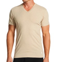 Polo Ralph Lauren Mens V-Neck T-Shirt 3-Pack Heather Slim Fit Stretch Tee
