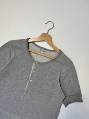 Merz b. Schwanen Men’s Gray Short Sleeve Henley T-Shirt Size 5 M 100% Cotton