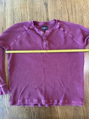 American Giant Henley Shirt Mens L Red Waffle Knit Thermal Long Sleeve USA
