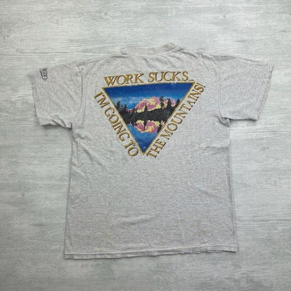 Vintage Pikes Peak Shirt Adult Large Gray Colorado Mountain Range Work Sucks
