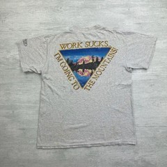 Vintage Pikes Peak Shirt Adult Large Gray Colorado Mountain Range Work Sucks
