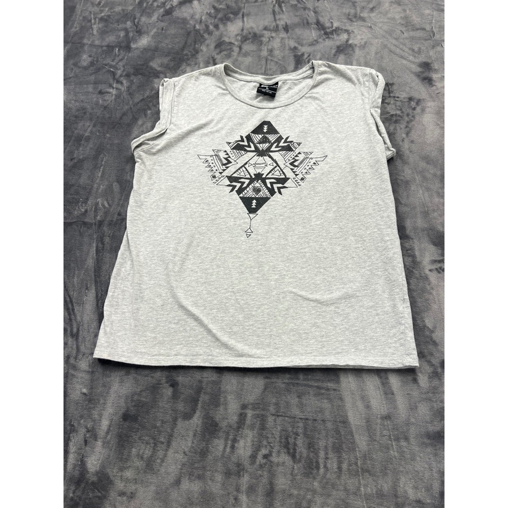 Cotton On T Bar Muscle Tee Mens Large Gray Tribal Geometric Graphic Tank Top