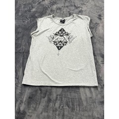 Cotton On T Bar Muscle Tee Mens Large Gray Tribal Geometric Graphic Tank Top