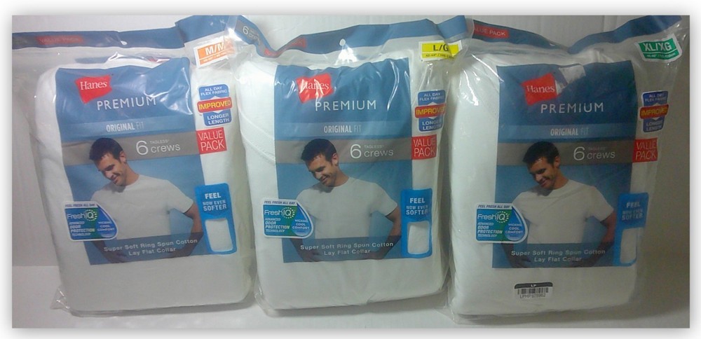 Hanes Premium Original Fit Crewneck T-shirts WHITE S M L XL Fresh IQ LAY FLAT