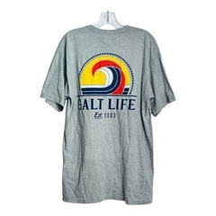 Salt Life Mens Graphic T Shirt Gray Short Sleeve Est 2003 Wave Logo Size L