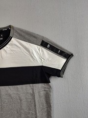 Stone Falcon Men Shirt XL Gray Striped Short Sleeve V Neck Casual Relaxed Fit