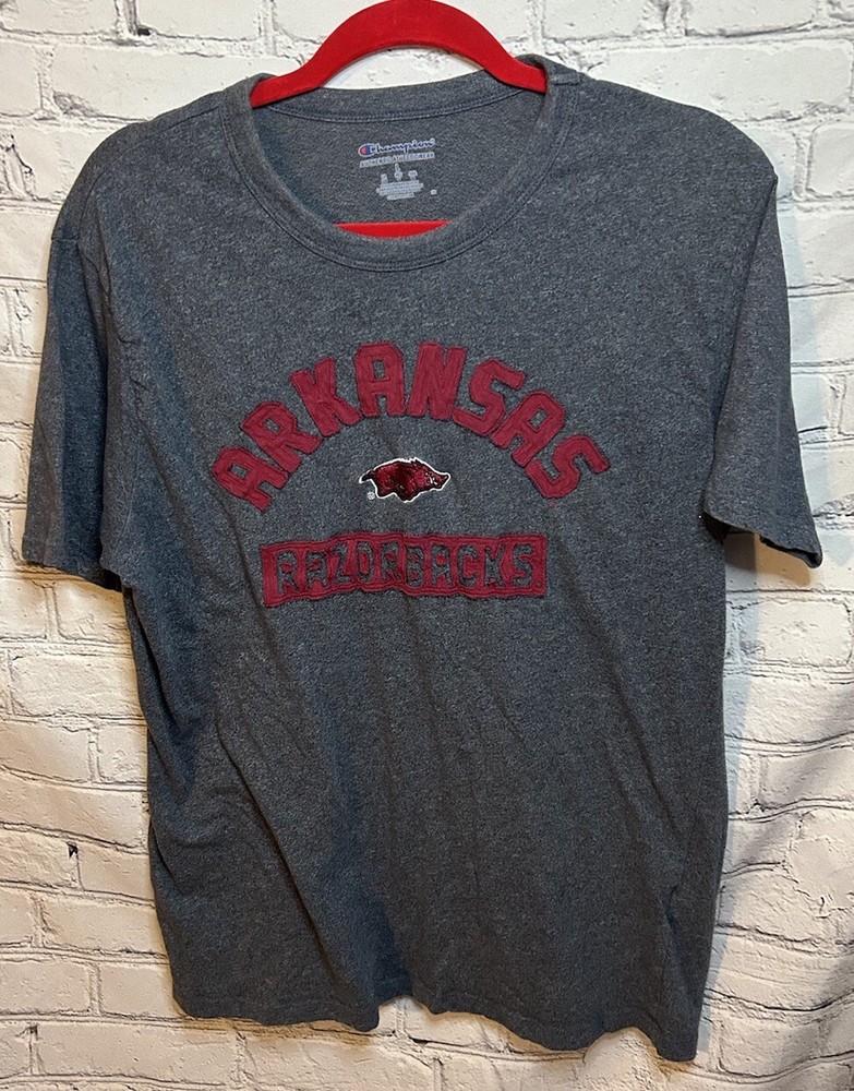 Champion Gray Arkansas Razorbacks Solid Graphic T-Shirt Adult Size L