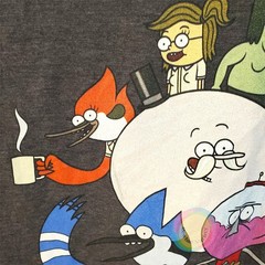 Regular Show T-Shirt Medium Heather Gray Port & Company Cartoon Network Graphic