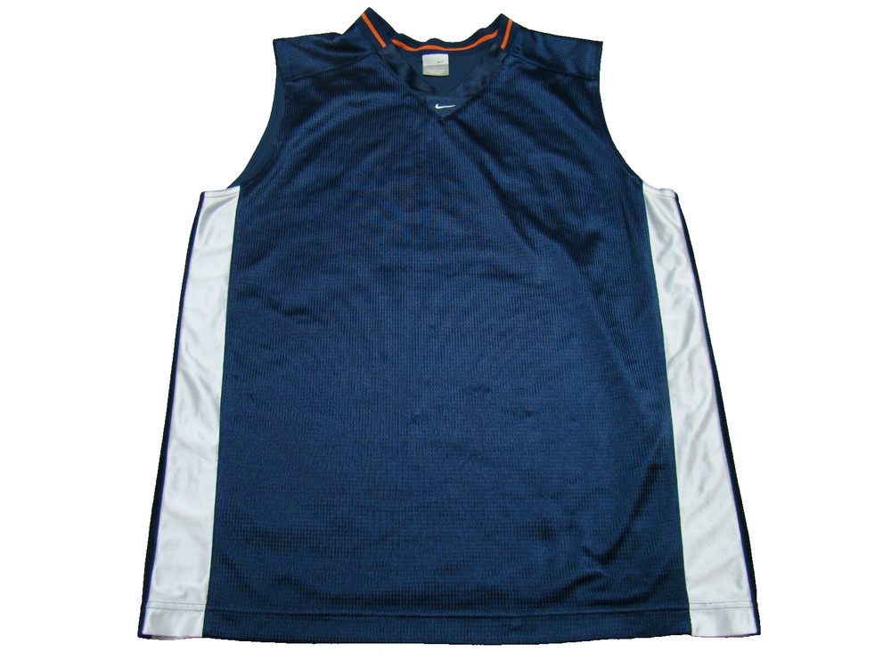 Vintage Nike Mens Size L Satin Swoosh Basketball Blue Orange Tank Top Jersey