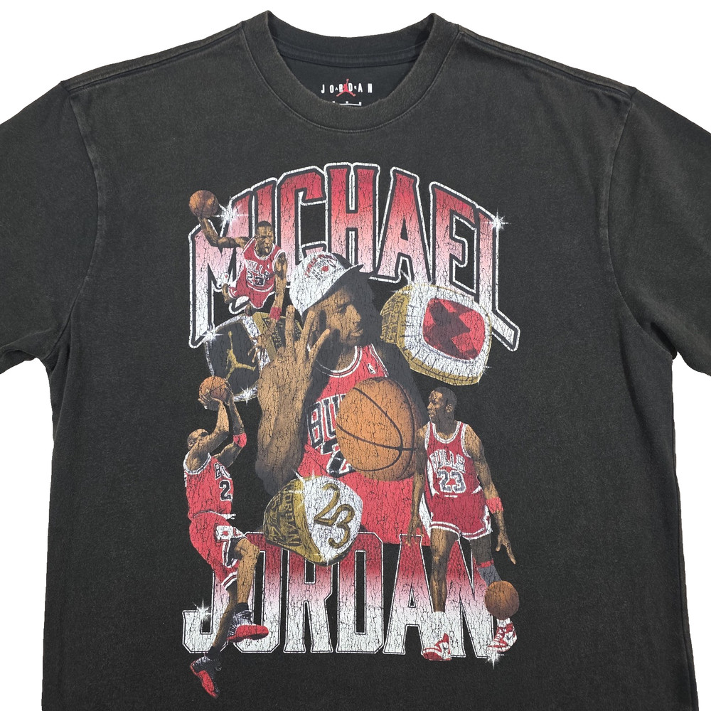 Michael Jordan Shirt Men’s Medium Faded Black Nike Jumpman Rap Tee Hip Hop NBA