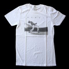 Queen Freddie Mercury Wembley Stadium UK Photo White T-Shirt (Small)