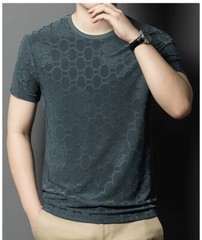 New Fashion Trend Ice Silk Breathable Summer Short Sleeve Luxury Men T-Shirt