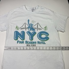 Adult Small New York City The Four Seasons Hotel T-Shirt NYC White Shirt