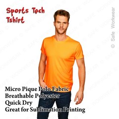 Sports Tech Tshirt – Breathable Quick Dry – Micro Pique Polo Sublimation Fabric