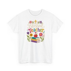 Mens Colorful Christian Teacher Floral Blessing T-Shirt