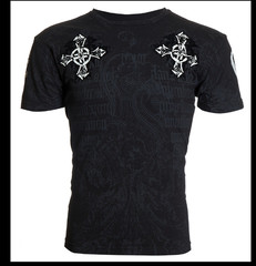 ARCHAIC by AFFLICTION Black LIBERTY Short Sleeve Slim Fit Y2K T-shirt NWT