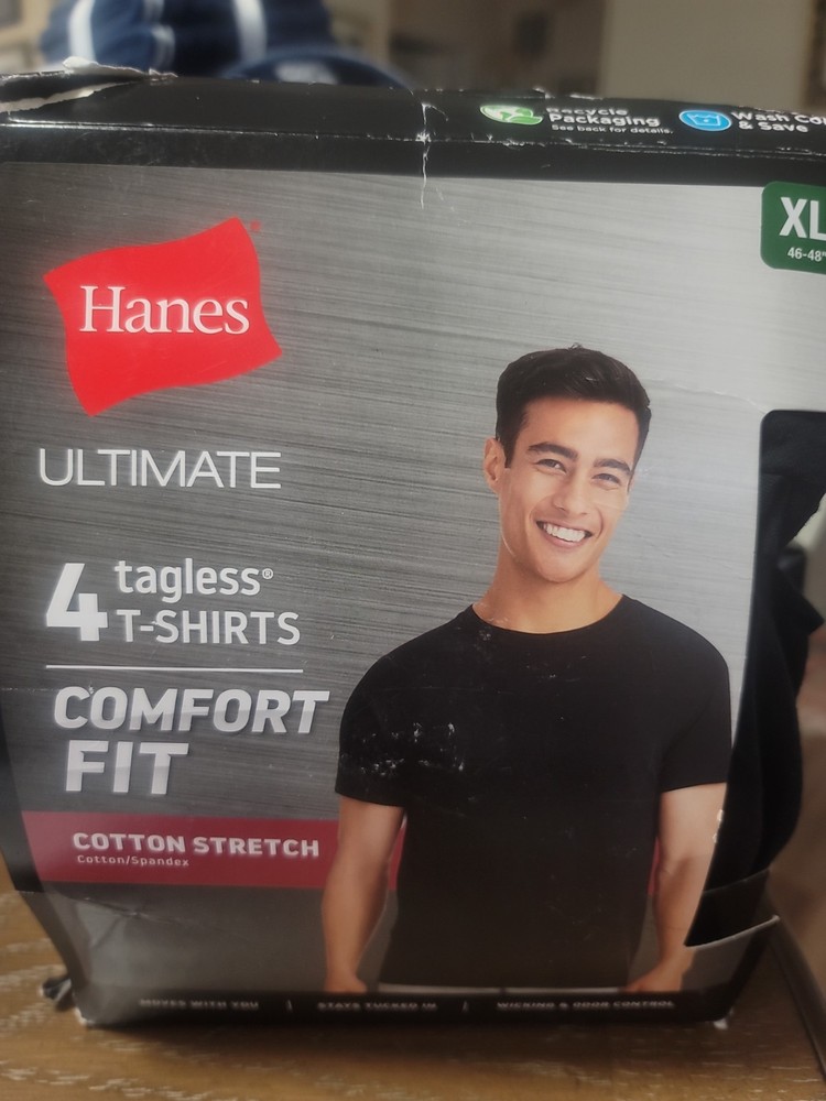 Men NWT XLARGE REBOX HANES ULTIMATE COMFORT 4 BLACK Crew Neck T-shirts