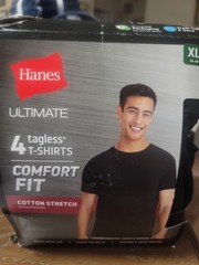 Men NWT XLARGE REBOX HANES ULTIMATE COMFORT 4 BLACK Crew Neck T-shirts