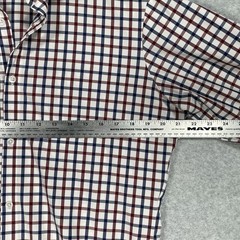Mizzen Main Shirt M Trim Fit White Check Stretch Performance Long Sleeve Button