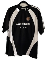AELFRIC EDEN Contrast Color Stripe Soccer Jersey Mens Sz S Black/Wht NWT