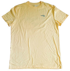 Reel Life Graphic T-Shirt Mens Medium Yellow Solid Short Sleeve Pullover Cotton