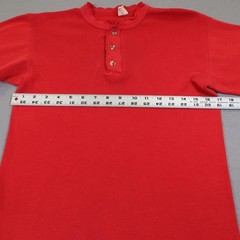 Vintage Henley Shirt Mens Medium Red Long Sleeve 100% Cotton Knit Pullover Sears