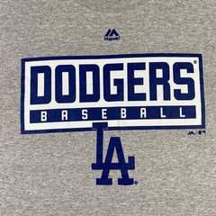 Majestic LA Dodgers Men’s Graphic T-Shirt Heather Gray Size Large Baseball Logo