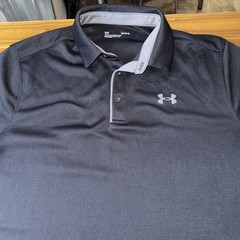 LARGE BLACK UNDER-ARMOR PULLOVER SHORT-SLEEVE SHIRT Machine Wash Polyester