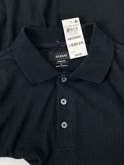 ALFANI Polo Men’s Medium Stretch Textured Stripe Jacquard Sweater Black New
