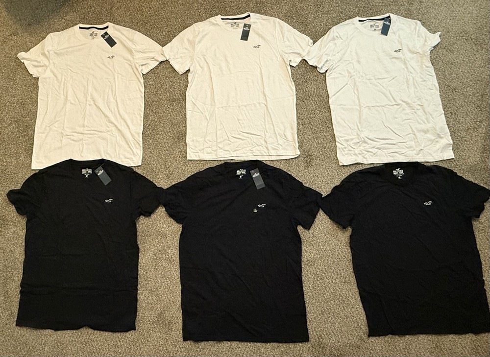 Hollister MUST HAVE Collection Crewneck T Shirts Pack of 6 Mens MEDIUM