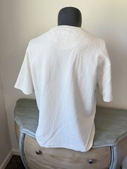 Textured Knit Tee Shirt Beige Cream Pattern Short Sleeve Mens M Cream Ivory Ecru