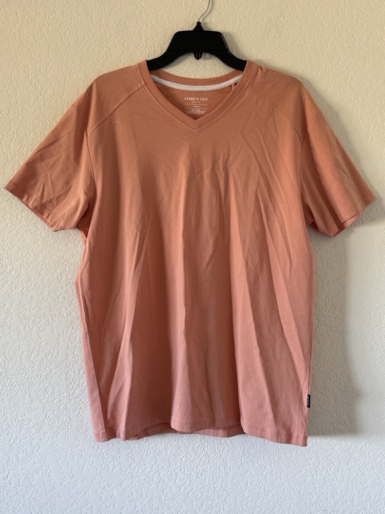 Kenneth Cole Large Knit V-Neck T-Shirt Peach Bloom Soft $49