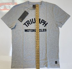 Triumph Motorcycles T-Shirt Mens Medium Burnham Gray Marl Spellout Logo Cotton