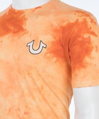 $79 TRUE RELIGION Orange BUDDHA TIE DYE Short Sleeve Designer Graphic T-shirt