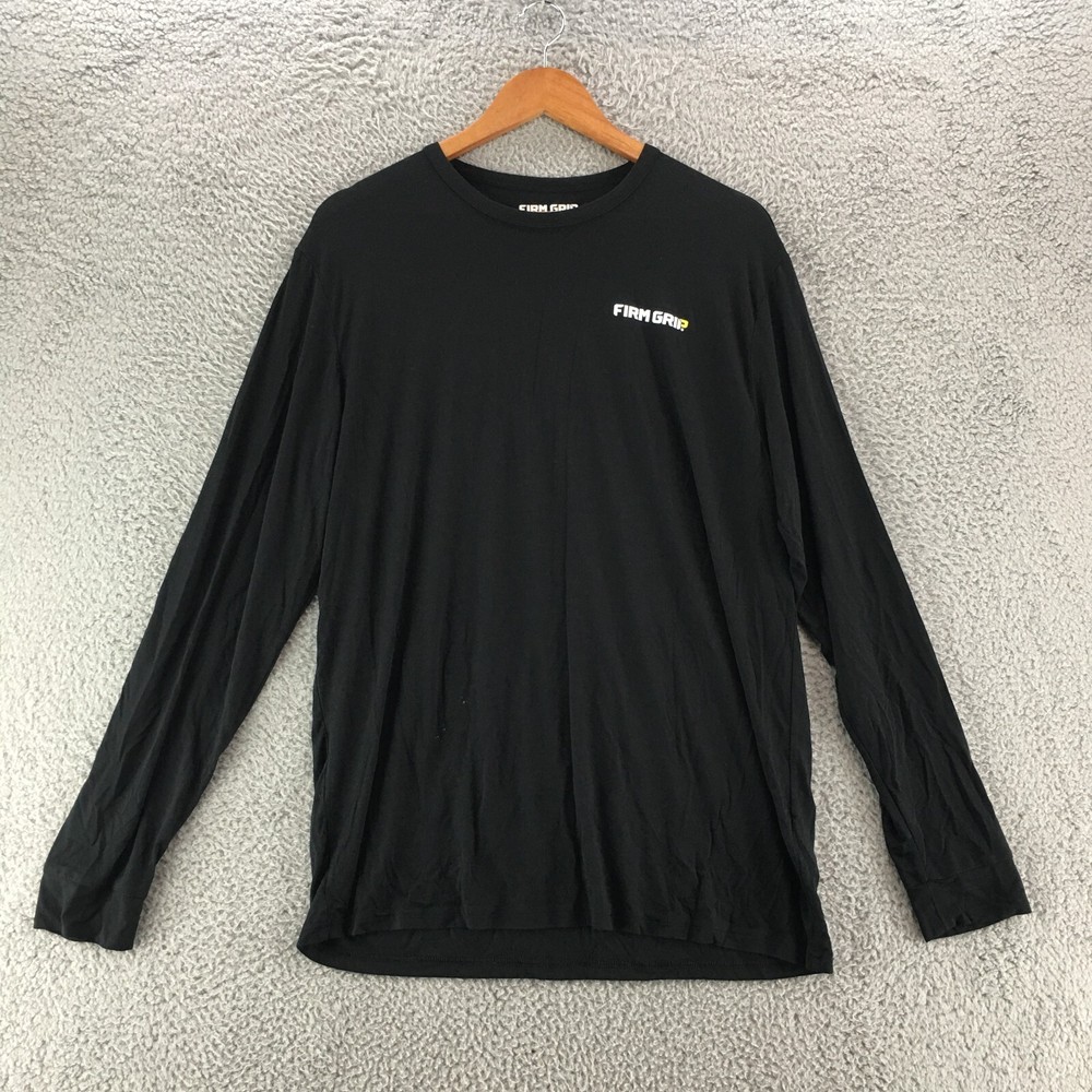 Firm Grip Long Sleeve Tee Top Mens XL Black Crew Neck Pullover Basic Casual
