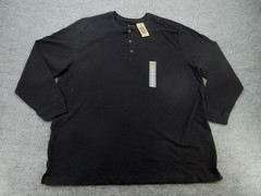 Foundry Shirt Mens 2XL XXL Black Henley Neck Long Sleeve Tee Adult Workwear NEW