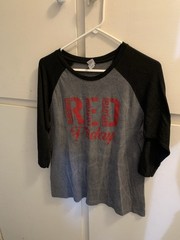 District Made T-shirt Remember Everyone Deployed -Distressed American Flag Back
