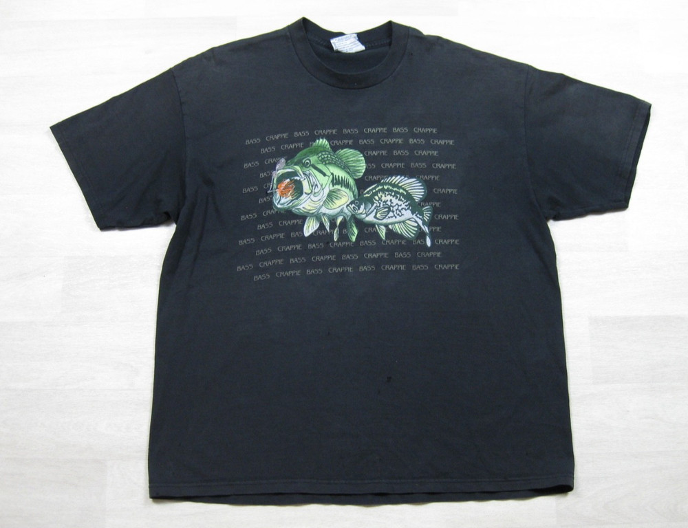 Vintage 90s Fishing T Shirt Men’s (XL) Bass Crappie Outdoor Nature Lee Sport