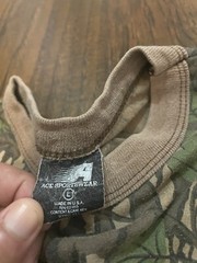 ACE SPORTSWEAR Camo vintage t shirt LARGE Camoflauge Leaf Treebark single stitch