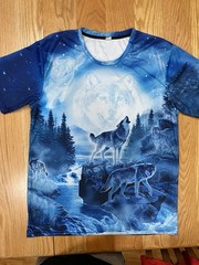 Wolves Lake Mountains Microfiber Unisex L Colorful Full Graphic Print Front Back